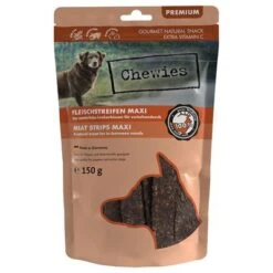 Chewies Fleischstreifen Maxi Mixpaket -Günstiges Kornfrei Futter Geschäft 031421 chewies fleischstreifen maxi wild 150g hs 01 4 1
