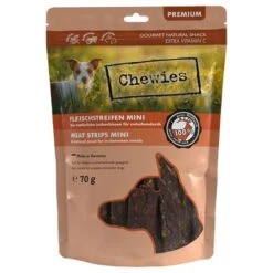 Chewies Fleischstreifen Mini Mixpaket -Günstiges Kornfrei Futter Geschäft 031424 chewies fleischstreifen mini wild 70g hs 01 6