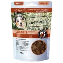 Chewies Lucky Bits Mixpackneu -Günstiges Kornfrei Futter Geschäft 044876 chw luckybits adult hirsch huhn 100g front 72dpi 1500px 2
